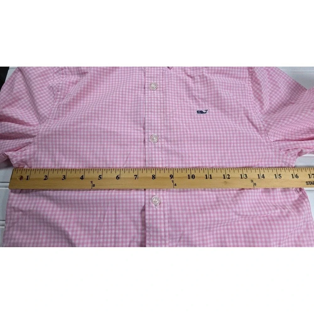 Vineyard Vines‎ Shirt Youth PINK Gingham Performance Button Down Stretch